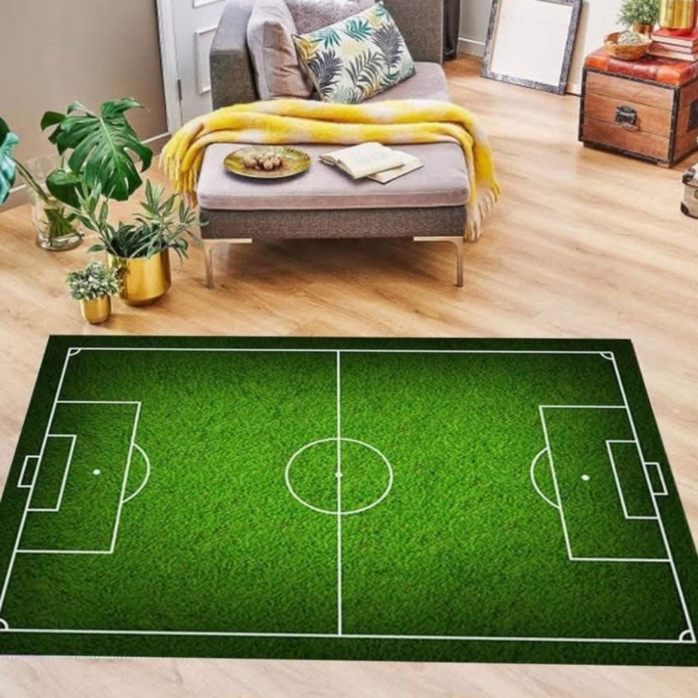 Green Soccer Field Area Rug Mat - Picture 2 of 3